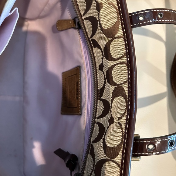 Vintage COACH G04Q-1443 TAN LEATHER SUEDE Signature C TOTE BAG - Picture 11 of 13